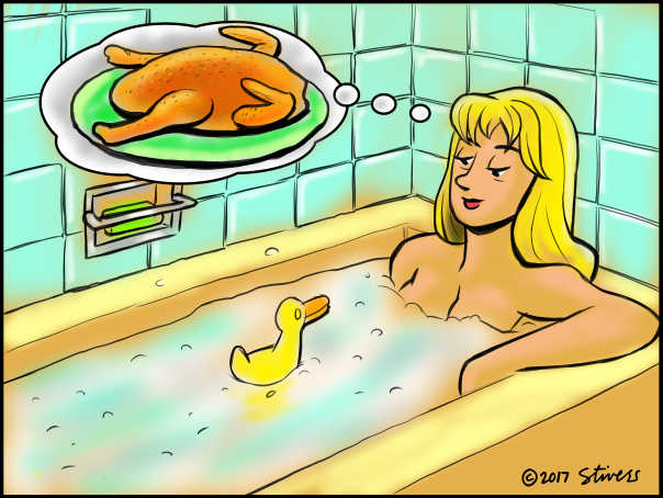 Woman duck bathtub